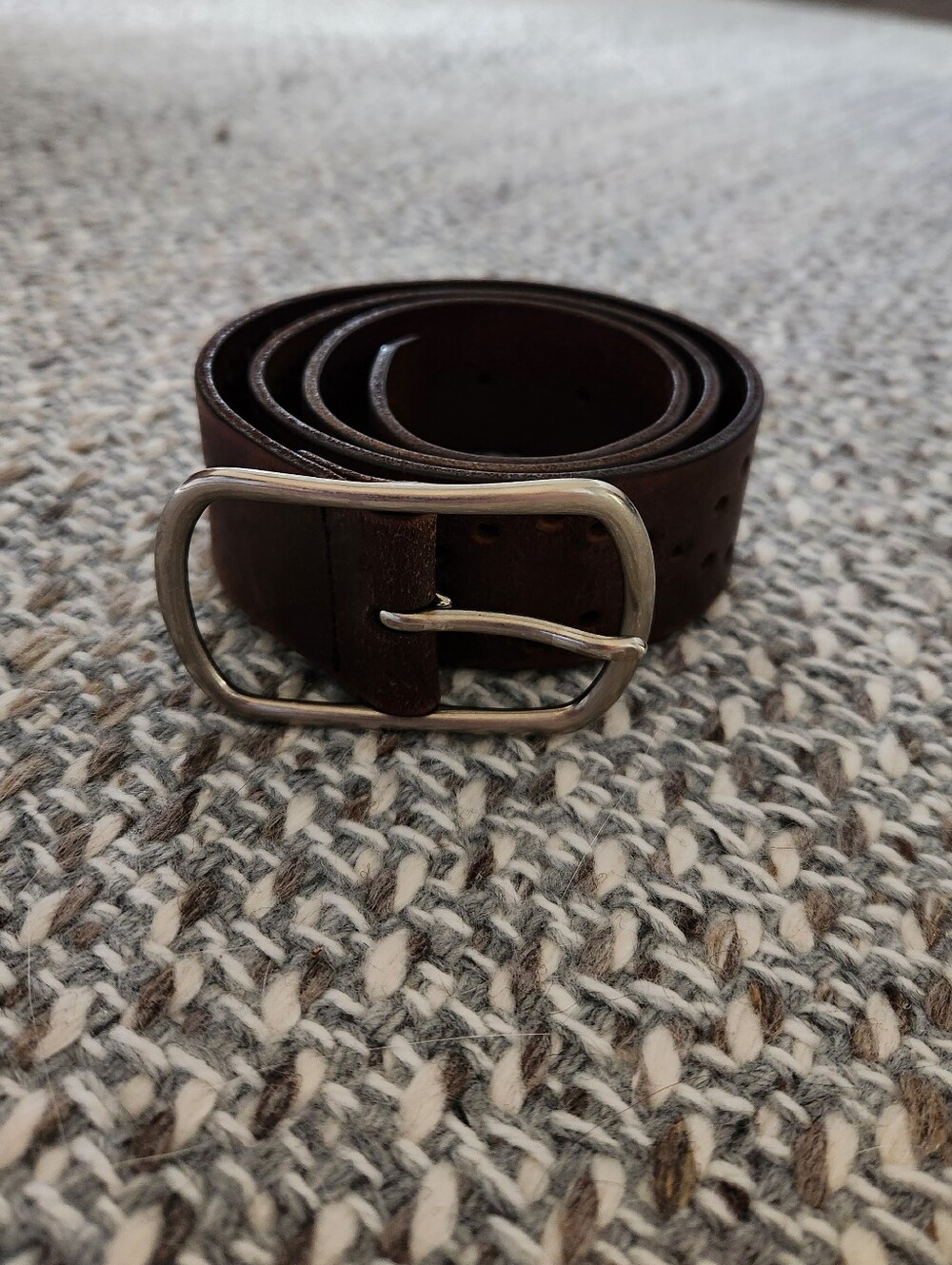 Vintage J. Crew Dark Brown Leather Belt with Silver Buckle